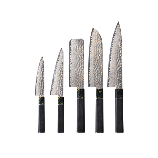 OEM DK-HB Series G10 Handle Damascus AUS-10V Steel Knife Set