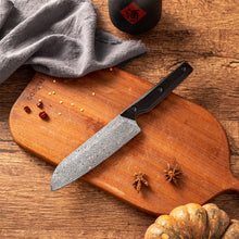 OEM DK-QRDF Series Ebony Wood Handle Coreless Damascus VG10 Steel 6" Santoku Knife