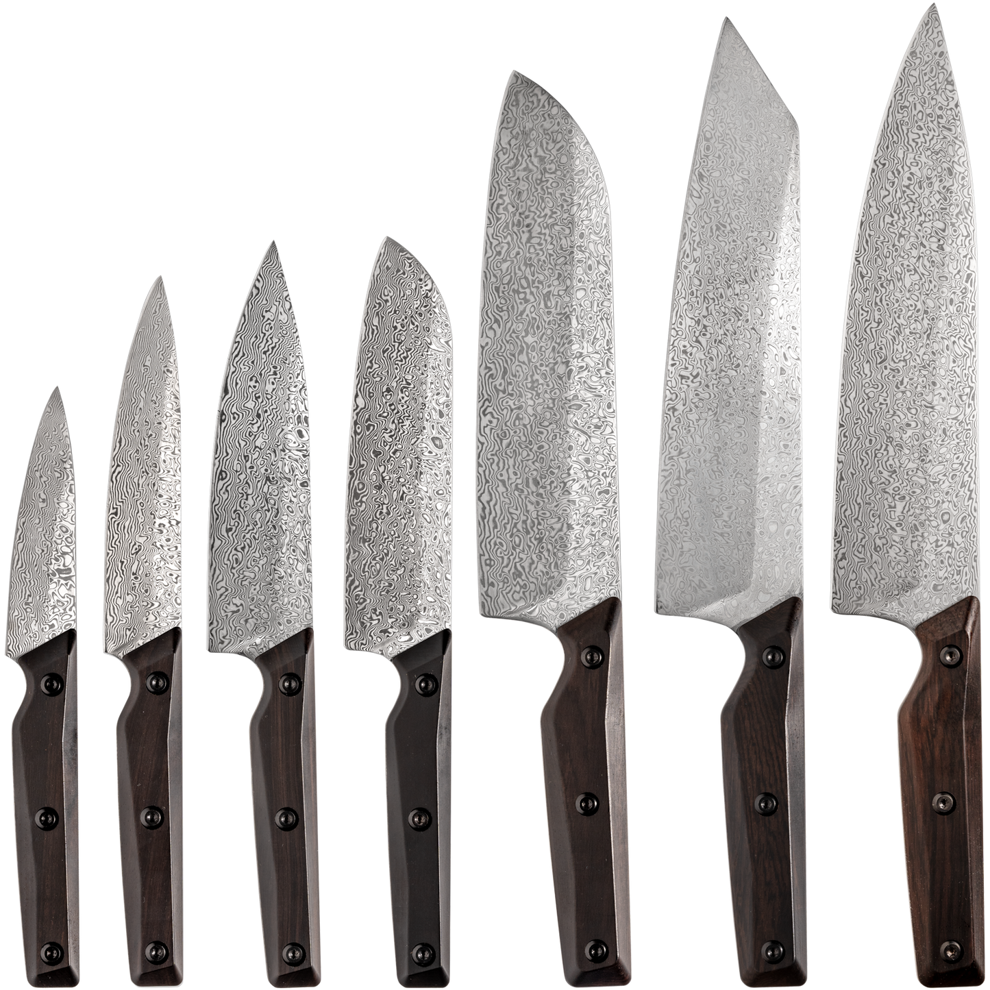 OEM DK-QRDF Series Ebony Wood Handle Coreless Damascus VG10 Steel Knife Set