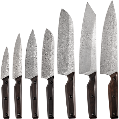 OEM DK-QRDF Series Ebony Wood Handle Coreless Damascus VG10 Steel Knife Set
