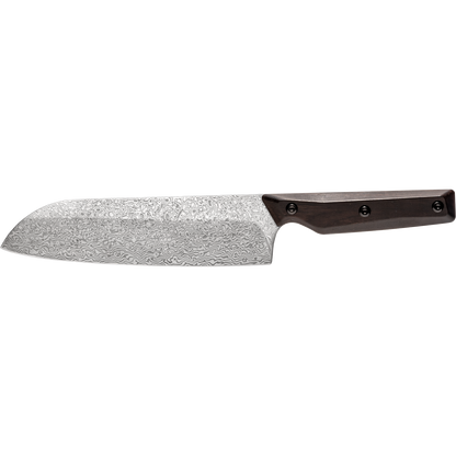 OEM DK-QRDF Series Ebony Wood Handle Coreless Damascus VG10 Steel 7" Santoku Knife