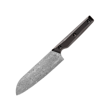 OEM DK-QRDF Series Ebony Wood Handle Coreless Damascus VG10 Steel 6" Santoku Knife