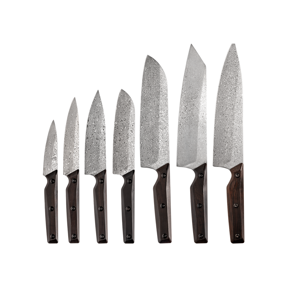 OEM DK-QRDF Series Ebony Wood Handle Coreless Damascus VG10 Steel Knife Set
