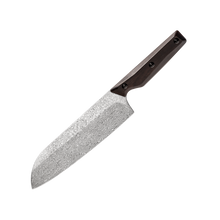 OEM DK-QRDF Series Ebony Wood Handle Coreless Damascus VG10 Steel 7" Santoku Knife
