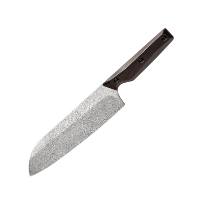 OEM DK-QRDF Series Ebony Wood Handle Coreless Damascus VG10 Steel 7" Santoku Knife