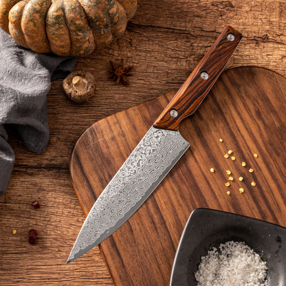 OEM DK-QRD Series Rosewood Handle Damascus VG10 Steel 6" Kitchen Knife