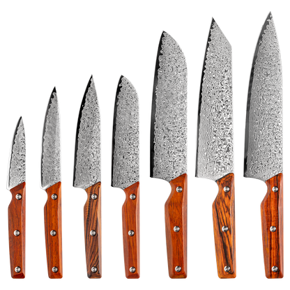 OEM DK-QRD Series Rosewood Handle Damascus VG10 Steel Knife Set
