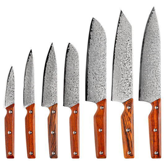 OEM DK-QRD Series Rosewood Handle Damascus VG10 Steel Knife Set