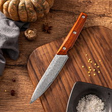 OEM DK-QRD Series Rosewood Handle Damascus VG10 Steel 5" Utility Knife