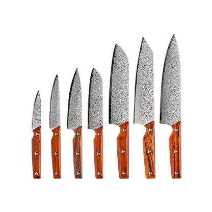 OEM DK-QRD Series Rosewood Handle Damascus VG10 Steel Knife Set