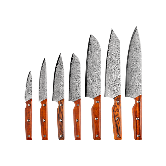 OEM DK-QRD Series Rosewood Handle Damascus VG10 Steel Knife Set
