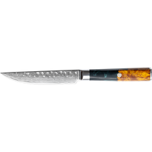 OEM DK-VF Series Resin with Stabilized Wood Handle Damascus VG10 Steel 5" Utility Knife