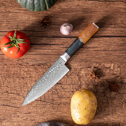OEM DK-VF Series Resin with Stabilized Wood Handle Damascus VG10 Steel 6" Chef Knife