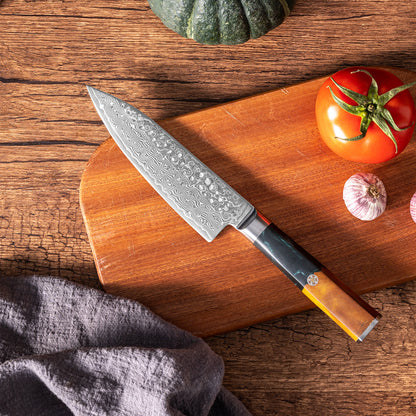 OEM DK-VF Series Resin with Stabilized Wood Handle Damascus VG10 Steel 6" Chef Knife