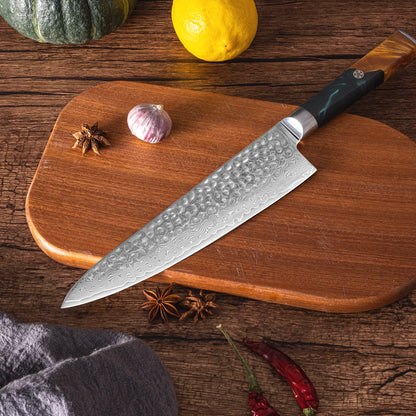 OEM DK-VF Series Resin with Stabilized Wood Handle Damascus VG10 Steel 8" Chef Knife