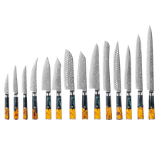 OEM DK-VF Series Resin with Stabilized Wood Handle Damascus VG10 Steel Knife Set