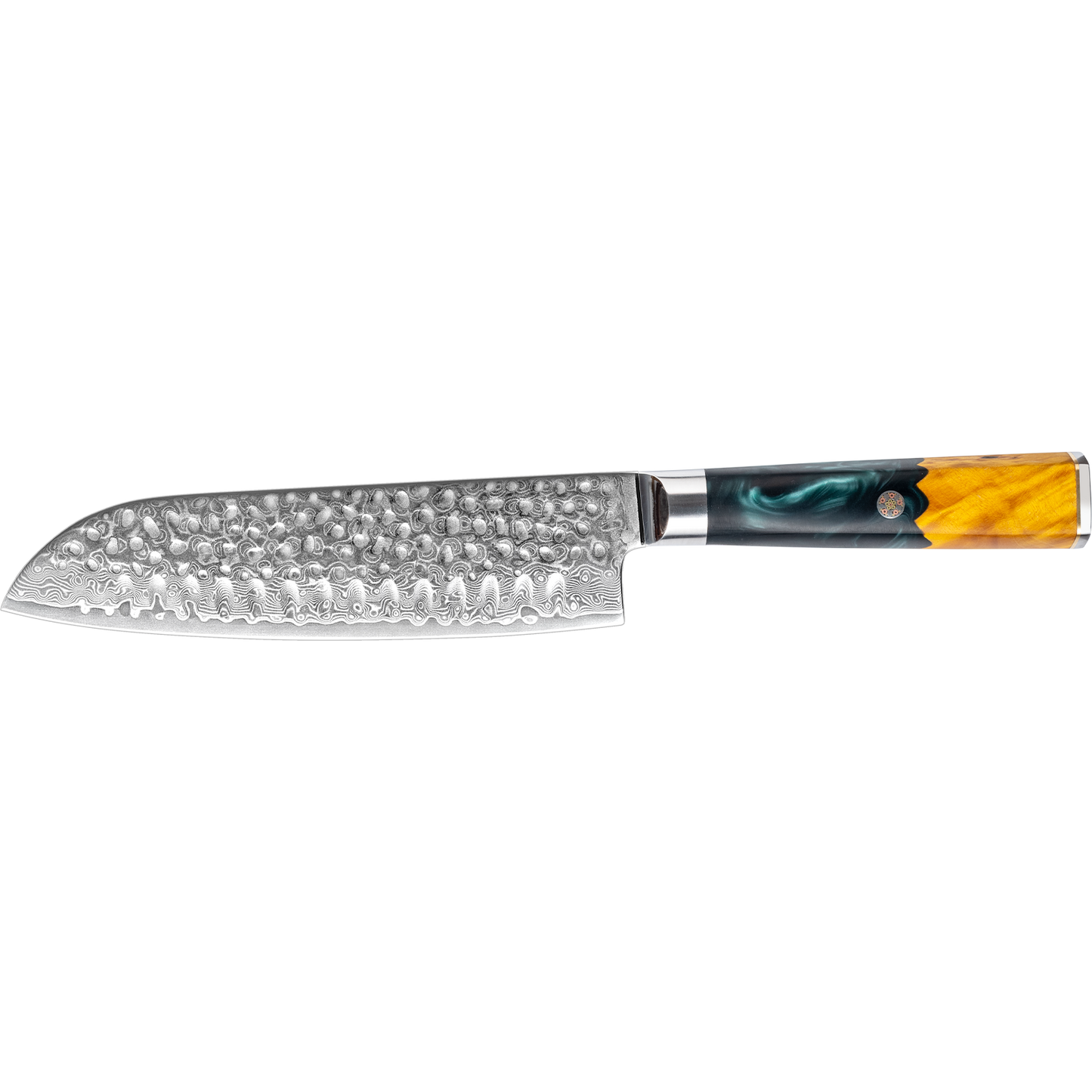 OEM DK-VF Series Resin with Stabilized Wood Handle Damascus VG10 Steel 7" Santoku Knife