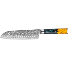 OEM DK-VF Series Resin with Stabilized Wood Handle Damascus VG10 Steel 7" Santoku Knife