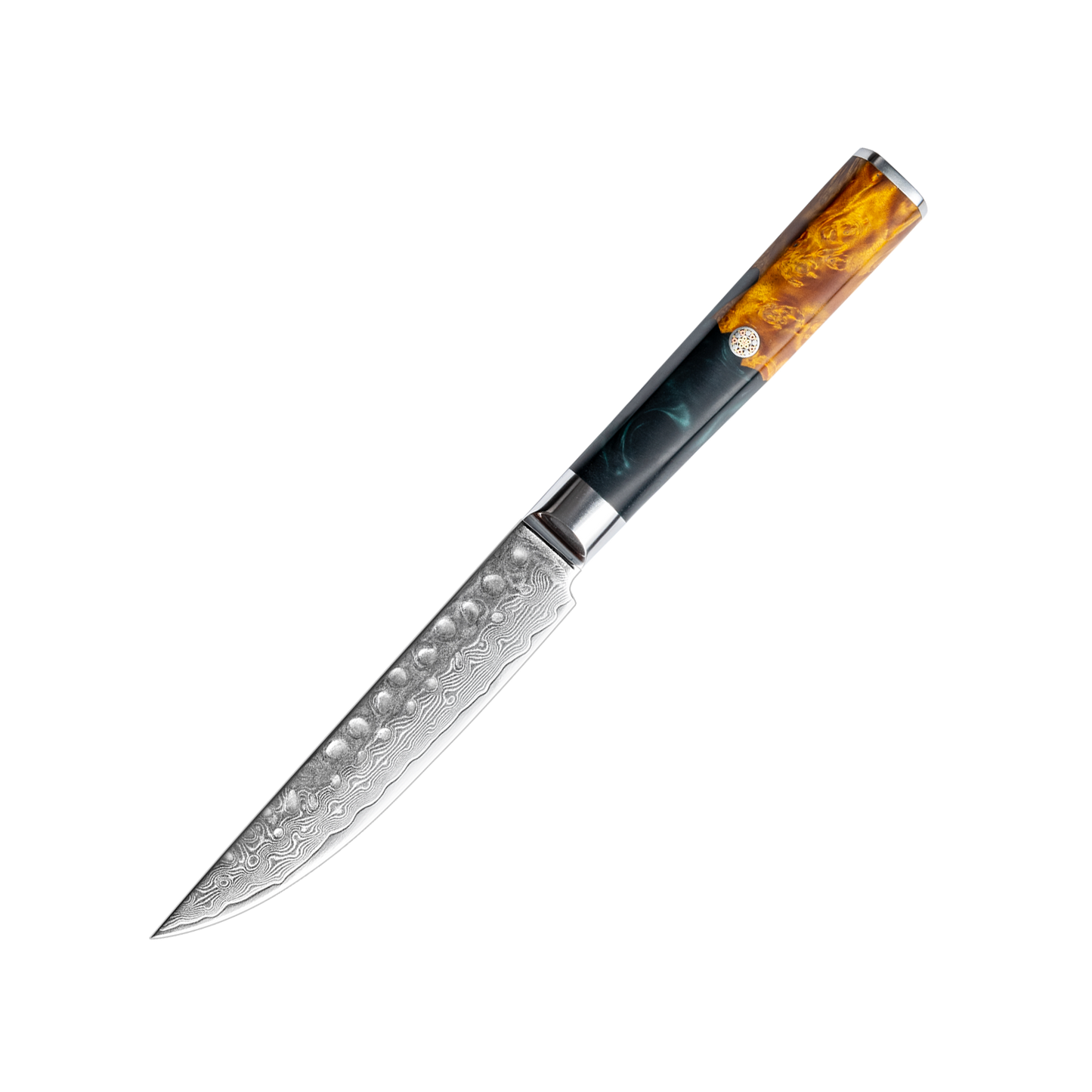 OEM DK-VF Series Resin with Stabilized Wood Handle Damascus VG10 Steel 5" Utility Knife