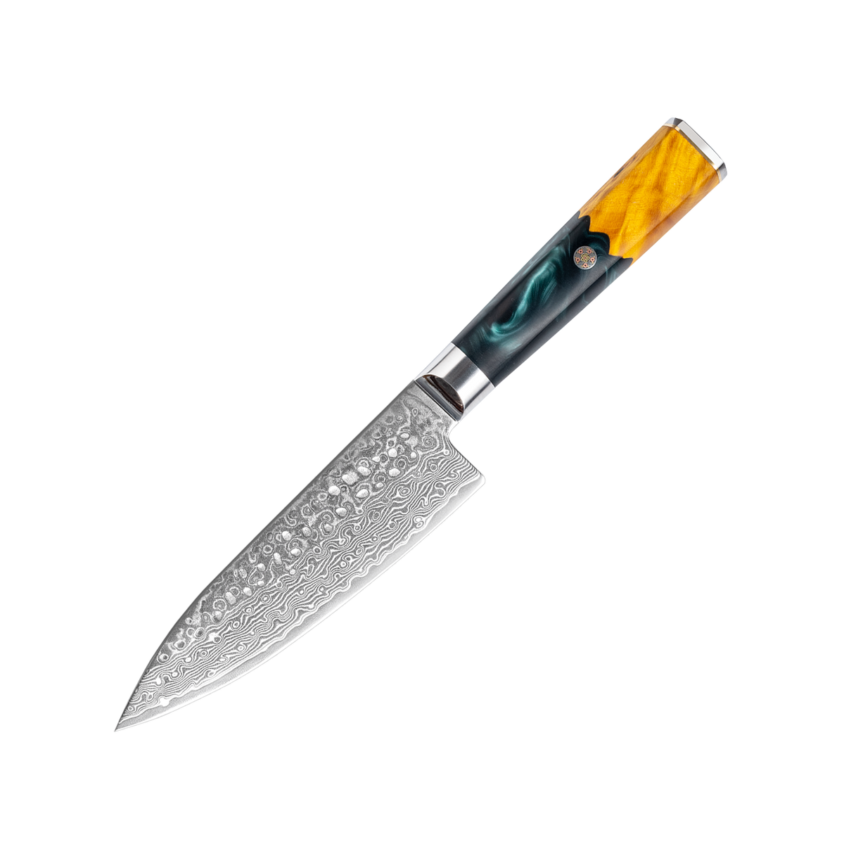 OEM DK-VF Series Resin with Stabilized Wood Handle Damascus VG10 Steel 6" Chef Knife