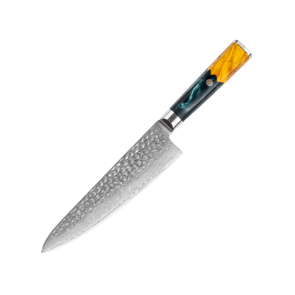 OEM DK-VF Series Resin with Stabilized Wood Handle Damascus VG10 Steel 8" Chef Knife