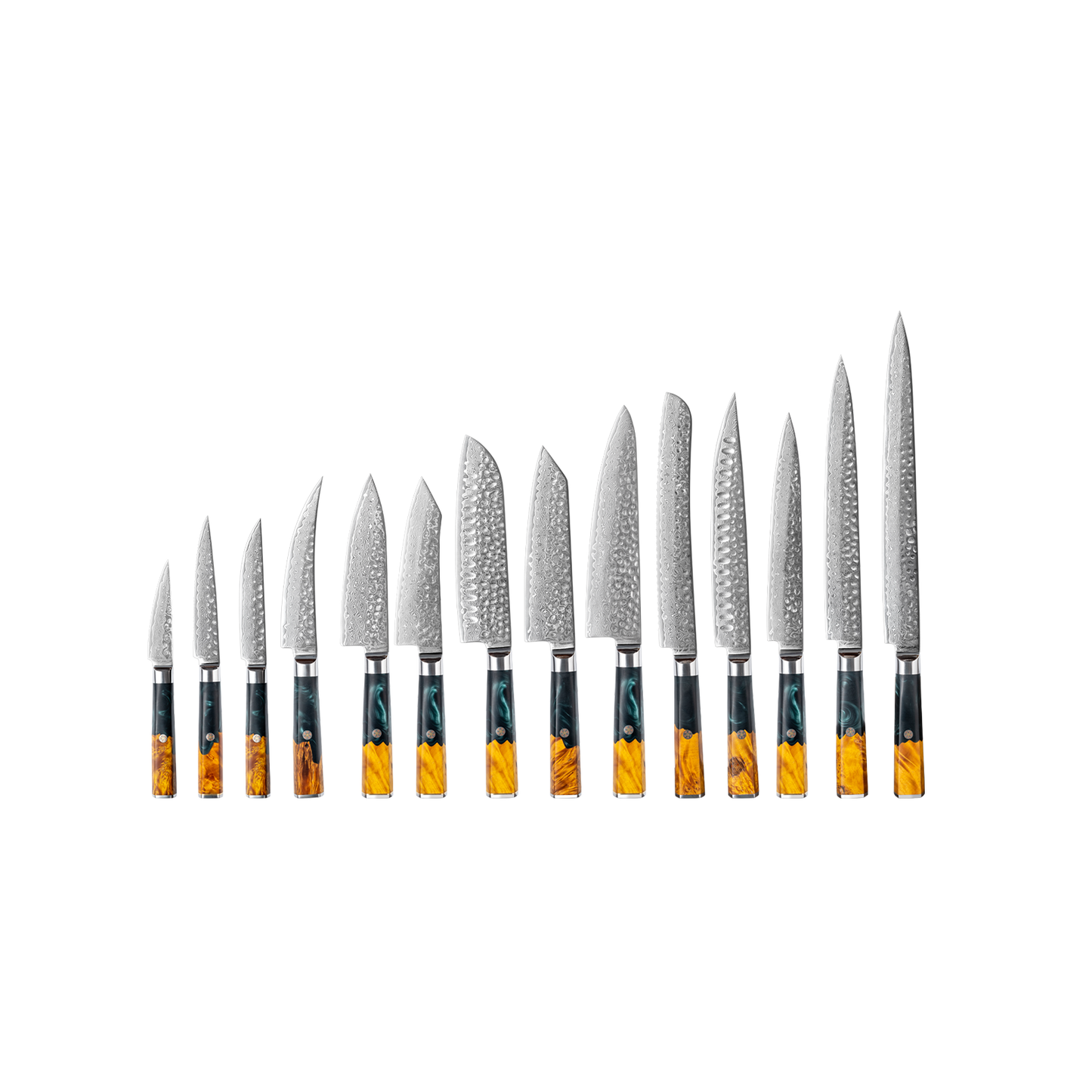 OEM DK-VF Series Resin with Stabilized Wood Handle Damascus VG10 Steel Knife Set