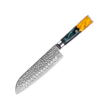 OEM DK-VF Series Resin with Stabilized Wood Handle Damascus VG10 Steel 7" Santoku Knife