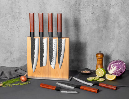 WOOD MELLOW Series Imported Japanese Damascus AUS10 3 Layers Steel Siam Rosewood Handle Chef Knife Knife Set