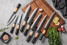 REVO Series Damascus VG10 67 Layers Steel Half Carbonization Olive Wood Handle Chef Knife Knife Set