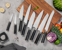 NOVA Series Imported Japanese Damascus AUS10 Steel, 3 Layers Blade Black Resin with Colors Handle Chef Knife Knife Set