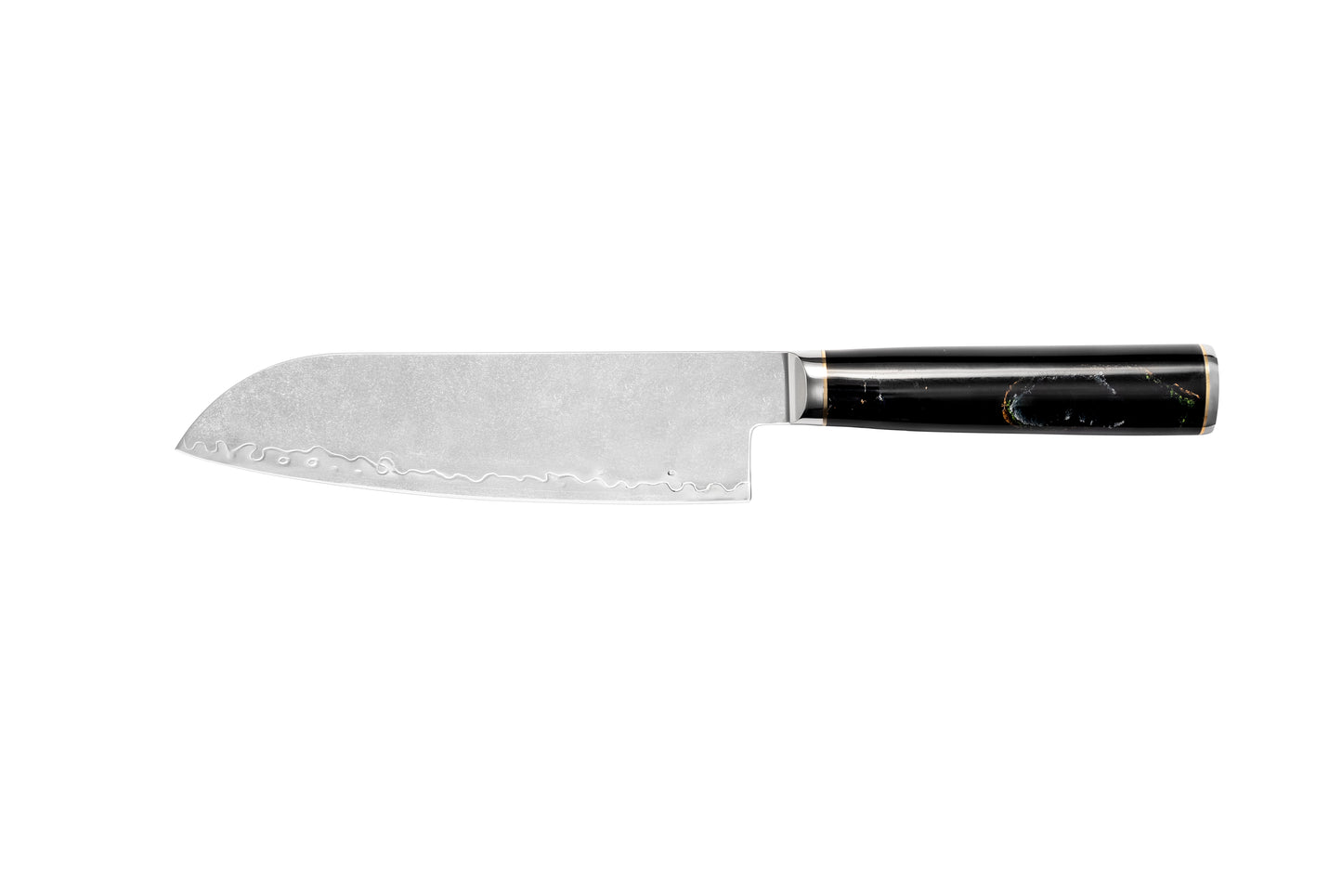 NOVA Series Imported Japanese Damascus AUS10 Steel, 3 Layers Blade Black Resin with Colors Handle Chef Knife Knife Set