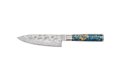 NAVY STORM Damascus VG10 Steel, 67 Layers Blade Resin with Gold Foil Handle Chef Knife Knife Set