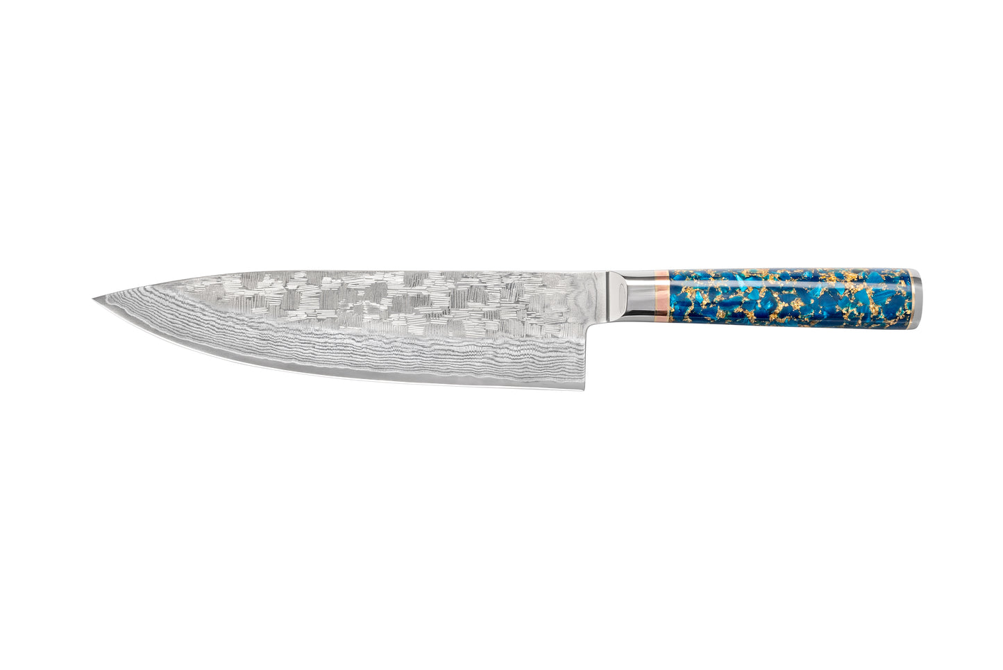 NAVY STORM Damascus VG10 Steel, 67 Layers Blade Resin with Gold Foil Handle Chef Knife Knife Set