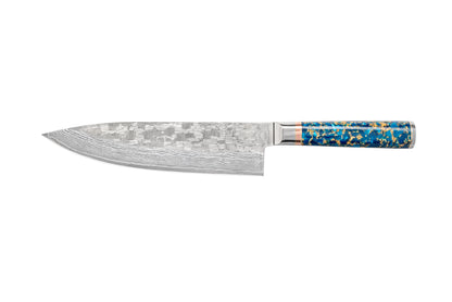 NAVY STORM Damascus VG10 Steel, 67 Layers Blade Resin with Gold Foil Handle Chef Knife Knife Set