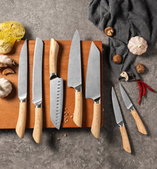DK-YC Series Damascus VG10 Steel Pakka Wood  Handle Chef Knife Knife Set