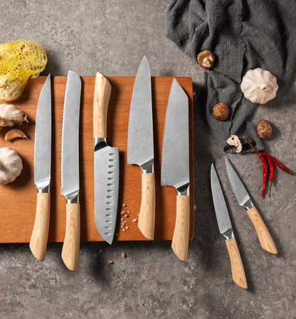 DK-YC Series Damascus VG10 Steel Pakka Wood  Handle Chef Knife Knife Set