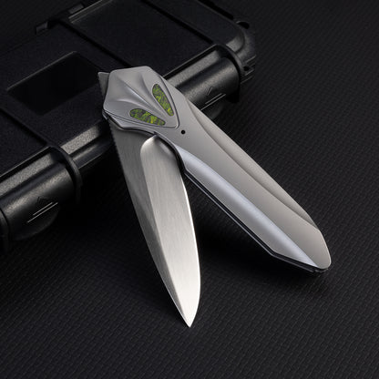 MEIHU Series Frame Lock Titanium Alloy with Carbon Fiber Handle S35VN Steel 177mm Outdoor Knife