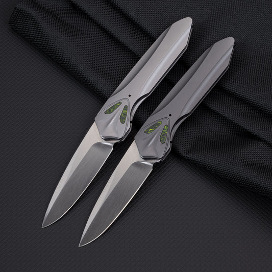 MEIHU Series Frame Lock Titanium Alloy with Carbon Fiber Handle S35VN Steel 177mm Outdoor Knife