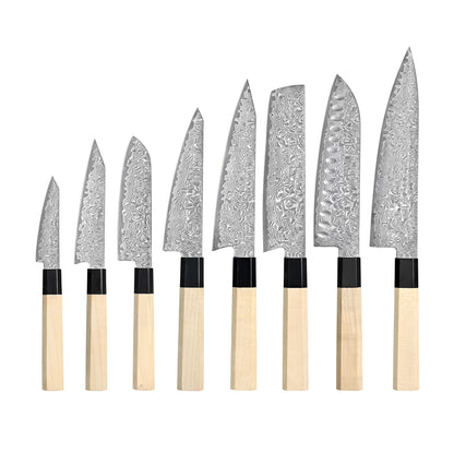 JADE BAY Series Damascus VG10 67 Layers Steel Birch Wood Handle Chef Knife Knife Set