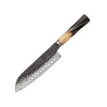 REVO Series Damascus VG10 67 Layers Steel Half Carbonization Olive Wood Handle Santoku Knife