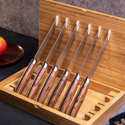 OEM SK-MK Series Olive Wood Handle Damascus VG10 Steel 5''Steak Knife Set