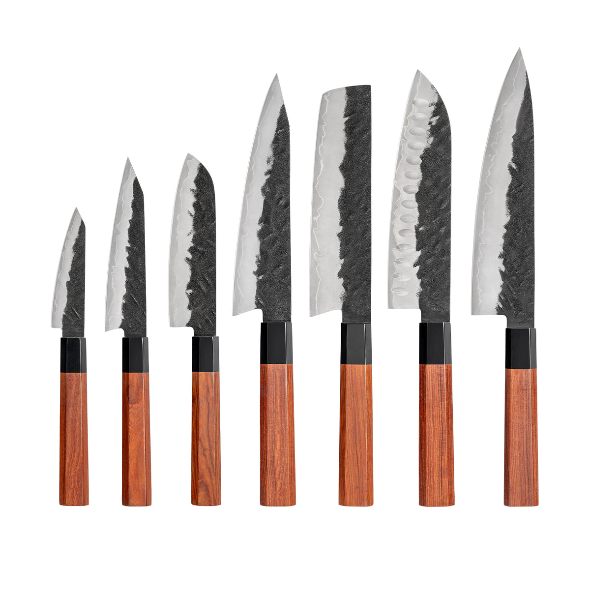 WOOD MELLOW Series Imported Japanese Damascus AUS10 3 Layers Steel Siam Rosewood Handle Chef Knife Knife Set